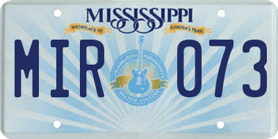 MS license plate MIR073