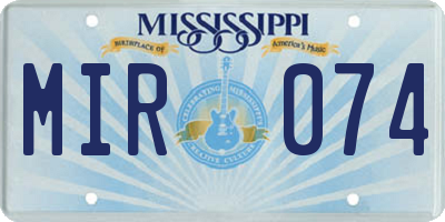 MS license plate MIR074