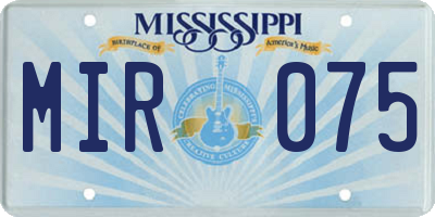 MS license plate MIR075