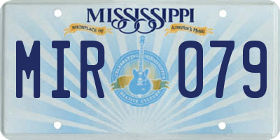 MS license plate MIR079