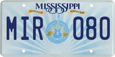 MS license plate MIR080