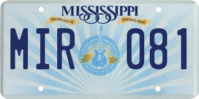 MS license plate MIR081