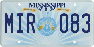 MS license plate MIR083