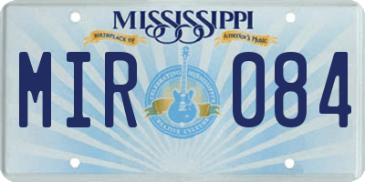 MS license plate MIR084