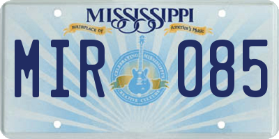 MS license plate MIR085