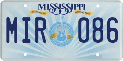 MS license plate MIR086