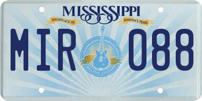 MS license plate MIR088