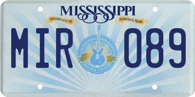 MS license plate MIR089