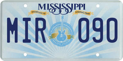 MS license plate MIR090
