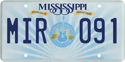 MS license plate MIR091