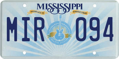 MS license plate MIR094