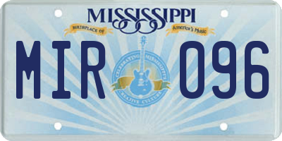 MS license plate MIR096