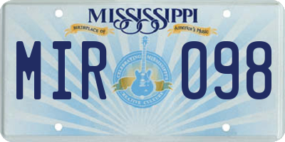 MS license plate MIR098