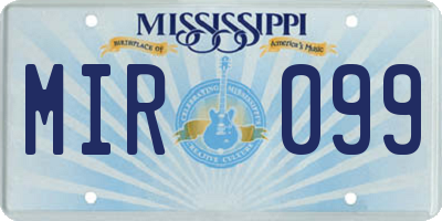 MS license plate MIR099