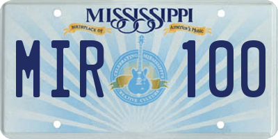 MS license plate MIR100