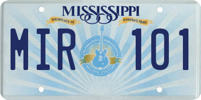 MS license plate MIR101
