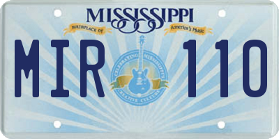 MS license plate MIR110