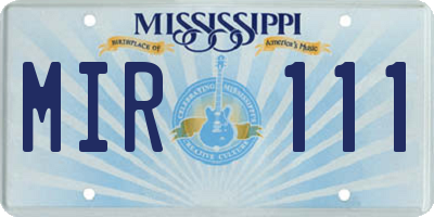 MS license plate MIR111