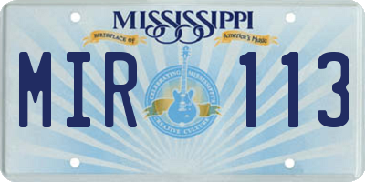 MS license plate MIR113