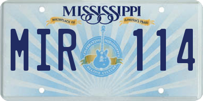 MS license plate MIR114