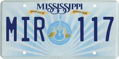 MS license plate MIR117