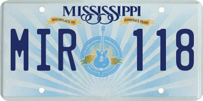 MS license plate MIR118