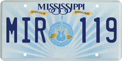 MS license plate MIR119