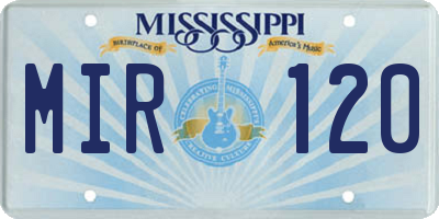 MS license plate MIR120