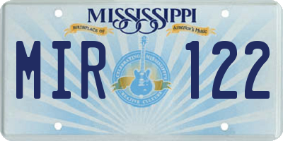 MS license plate MIR122