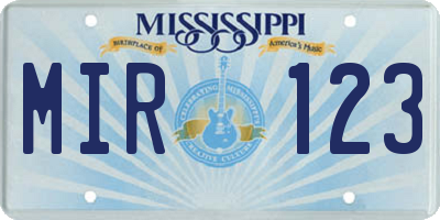 MS license plate MIR123