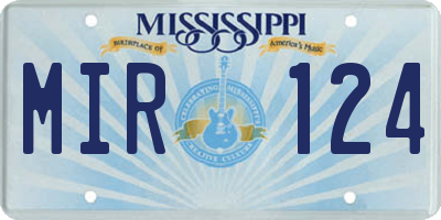 MS license plate MIR124