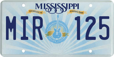 MS license plate MIR125