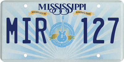 MS license plate MIR127