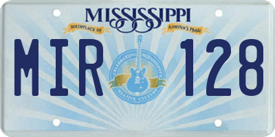 MS license plate MIR128