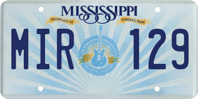 MS license plate MIR129