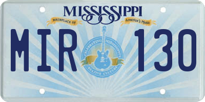 MS license plate MIR130