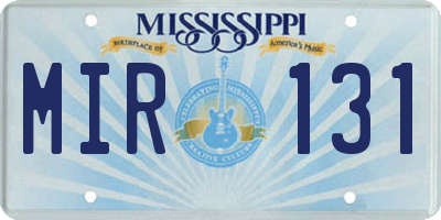 MS license plate MIR131