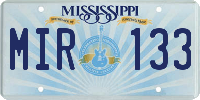 MS license plate MIR133