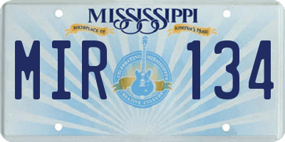 MS license plate MIR134