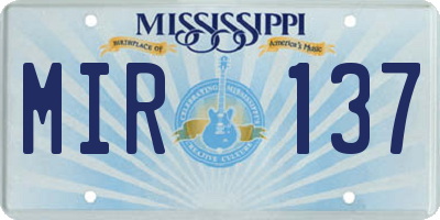 MS license plate MIR137