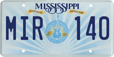 MS license plate MIR140