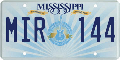 MS license plate MIR144