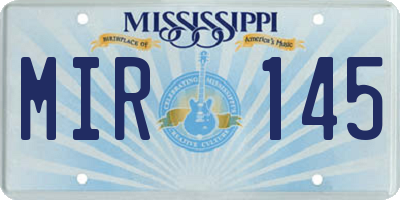 MS license plate MIR145