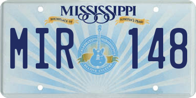 MS license plate MIR148