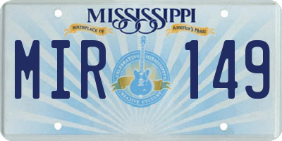 MS license plate MIR149