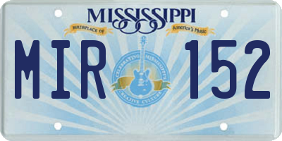 MS license plate MIR152