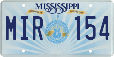 MS license plate MIR154