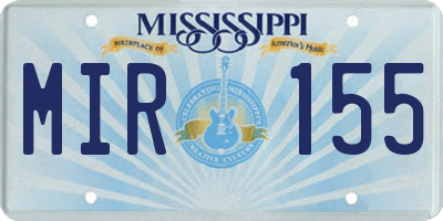 MS license plate MIR155