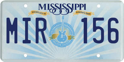 MS license plate MIR156