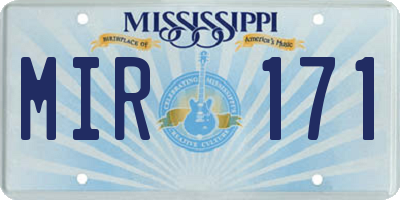 MS license plate MIR171